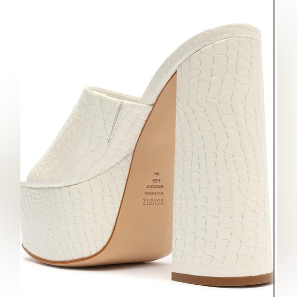 Schutz Darah white platform crock embossed upper platform slides sz 10 nwob - Picture 2 of 7